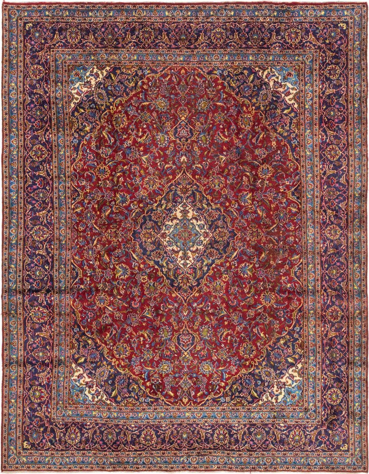 Detail image of 9' 7 x 13' Hand Knotted Mashad Persian Wool Rug
