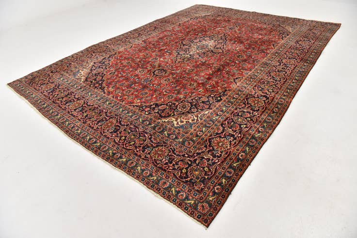 Detail image of 9' 6 x 13' 4 Hand Knotted Mashad Persian Wool Rug
