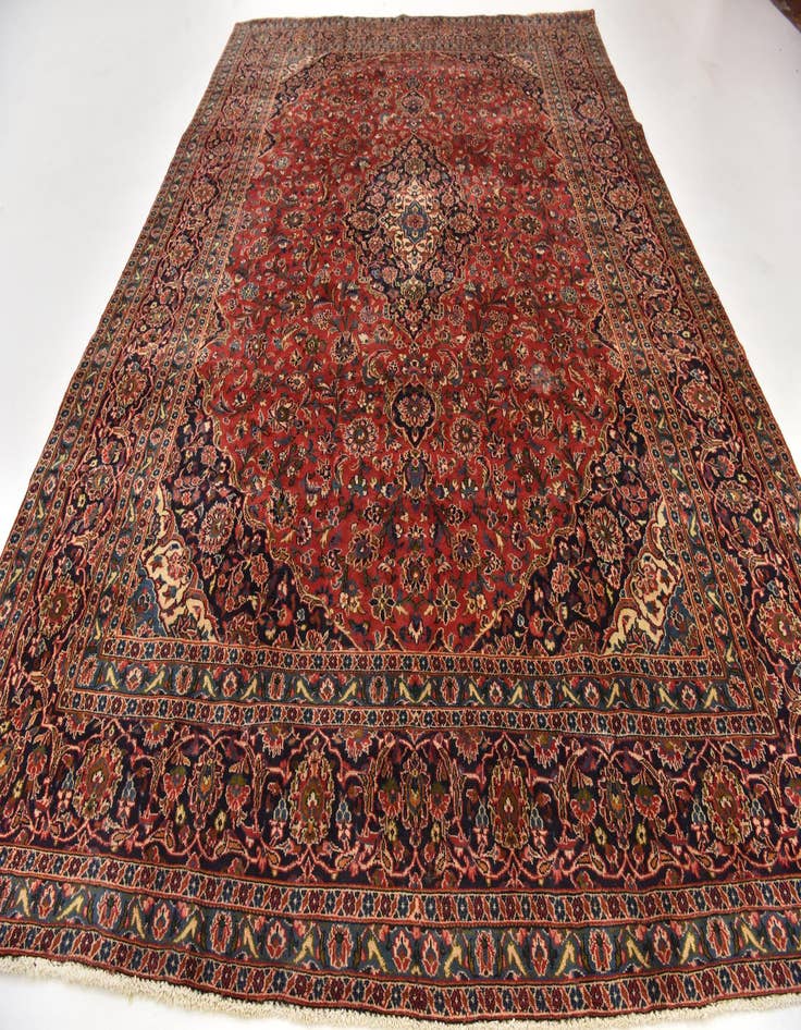 Detail image of 9' 6 x 13' 4  Hand Knotted Mashad Persian Wool Rug