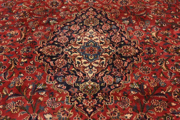 Detail image of 9' 6 x 13' 4 Hand Knotted Mashad Persian Wool Rug