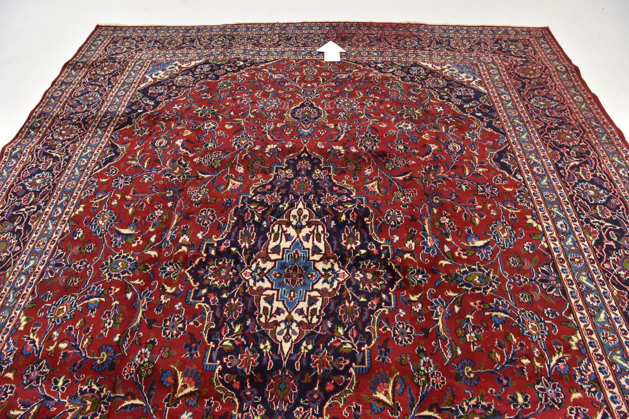 9' 7 x 12' 6 Hand Knotted Mashad Persian Wool Rug