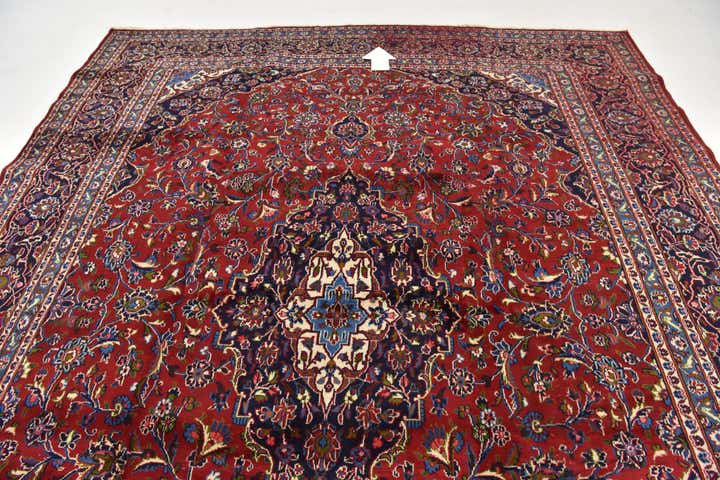 9' 7 x 12' 6 Hand Knotted Mashad Persian Wool Rug