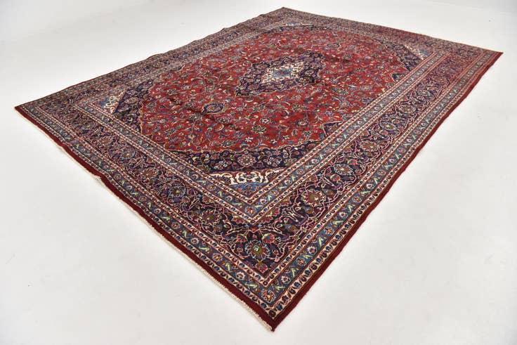 Detail image of 9' 7 x 12' 6 Hand Knotted Mashad Persian Wool Rug