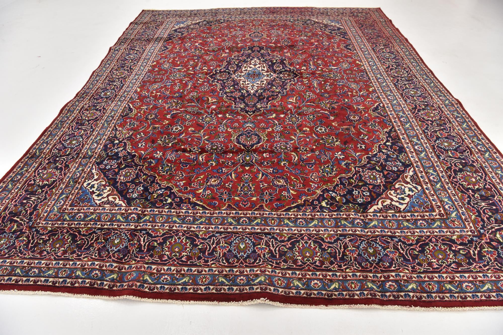 9' 7 x 12' 6 Hand Knotted Mashad Persian Wool Rug
