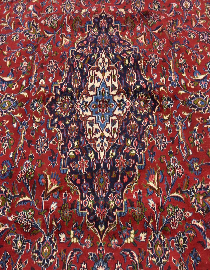 Detail image of 9' 7 x 12' 6 Hand Knotted Mashad Persian Wool Rug
