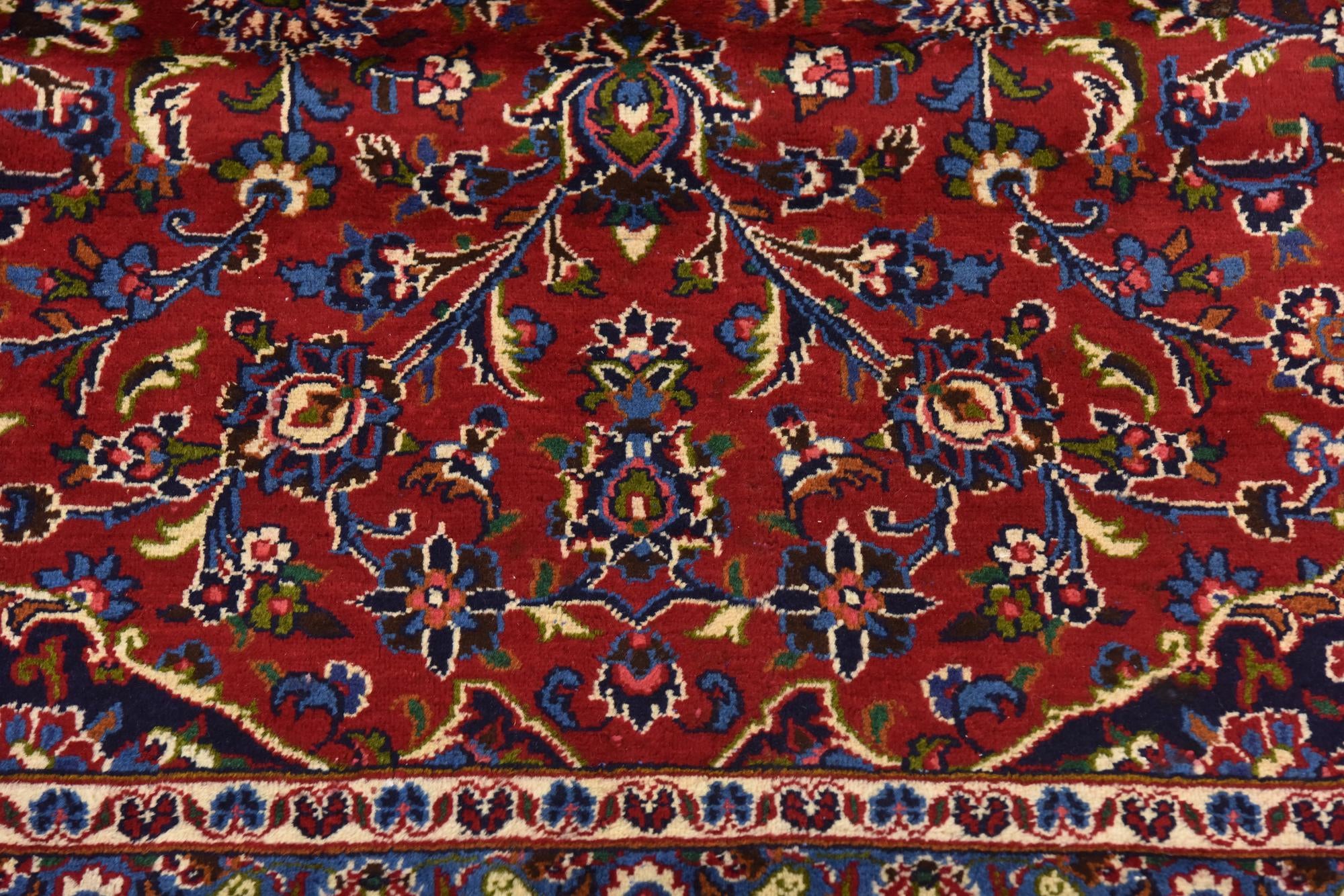 9' 7 x 12' 6 Hand Knotted Mashad Persian Wool Rug