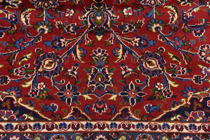 9' 7 x 12' 6 Hand Knotted Mashad Persian Wool Rug