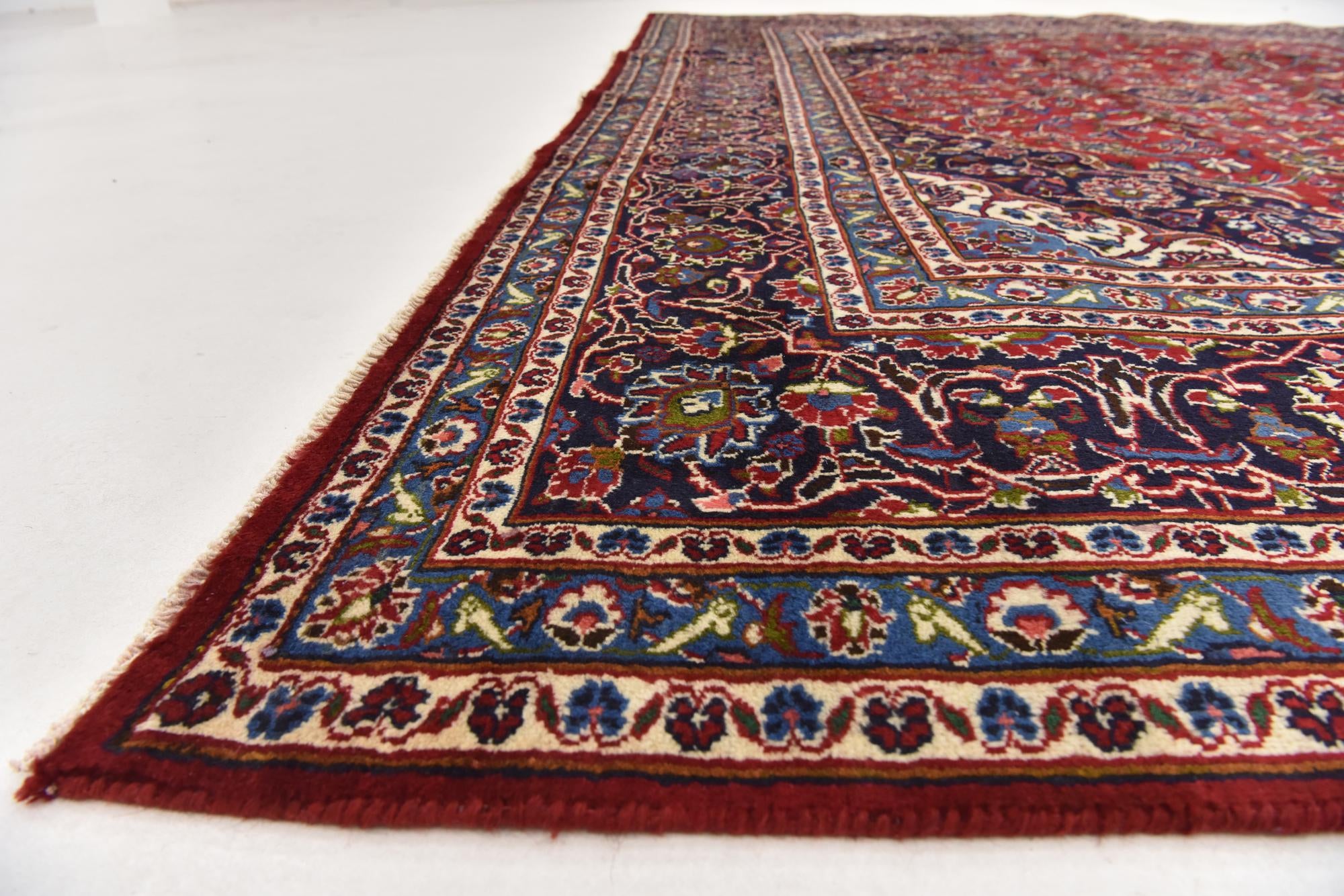 9' 7 x 12' 6 Hand Knotted Mashad Persian Wool Rug