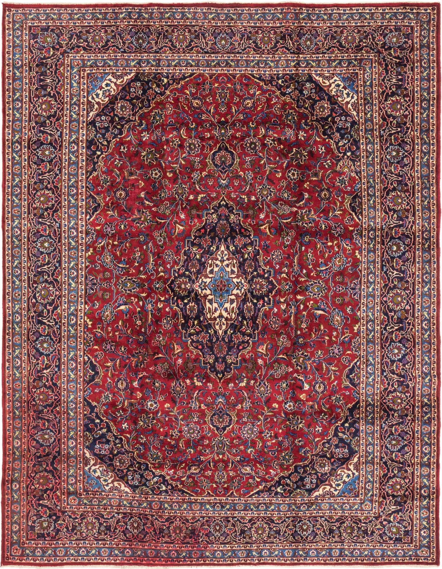 9' 7 x 12' 6 Hand Knotted Mashad Persian Wool Rug