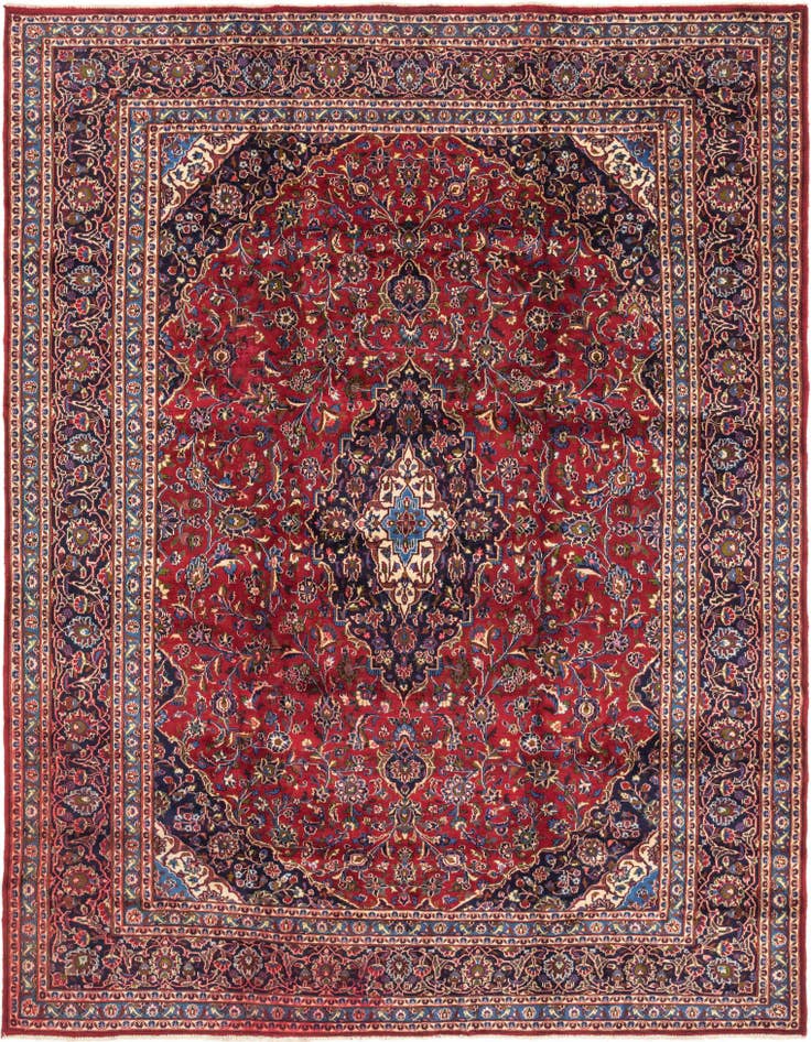 Detail image of 9' 7 x 12' 6 Hand Knotted Mashad Persian Wool Rug
