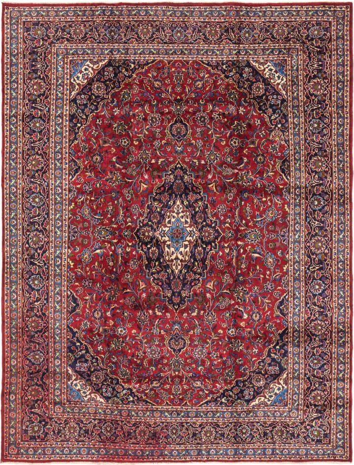 Detail image of 9' 7 x 12' 6 Hand Knotted Mashad Persian Wool Rug