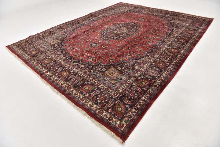 9' 8 x 12' 6 Hand Knotted Mashad Persian Wool Rug