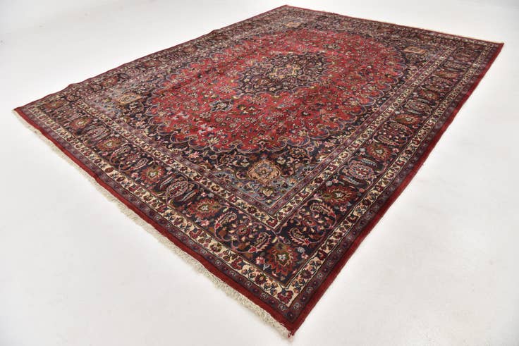 Detail image of 9' 8 x 12' 6 Hand Knotted Mashad Persian Wool Rug