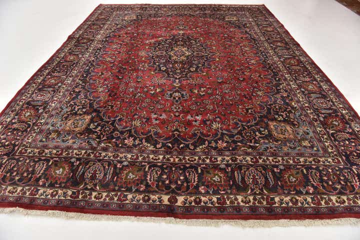 9' 8 x 12' 6 Hand Knotted Mashad Persian Wool Rug