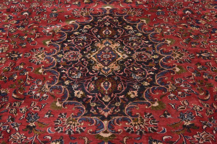 Detail image of 9' 8 x 12' 6 Hand Knotted Mashad Persian Wool Rug