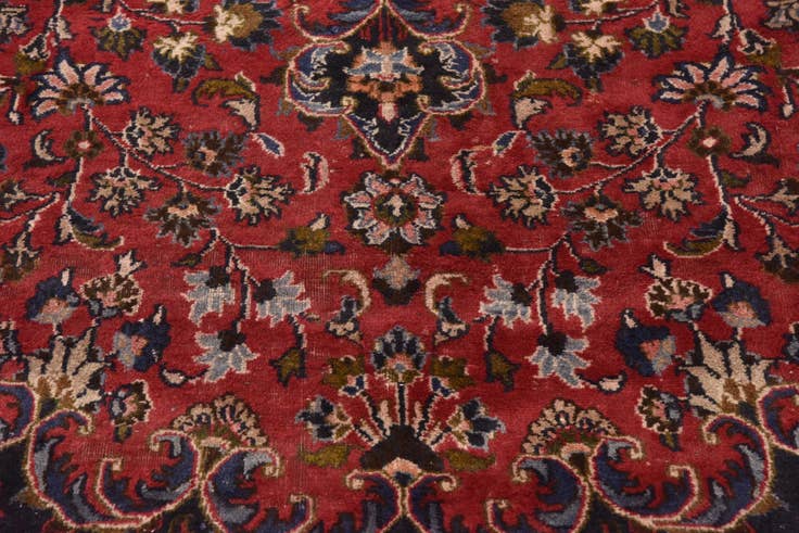 Detail image of 9' 8 x 12' 6 Hand Knotted Mashad Persian Wool Rug
