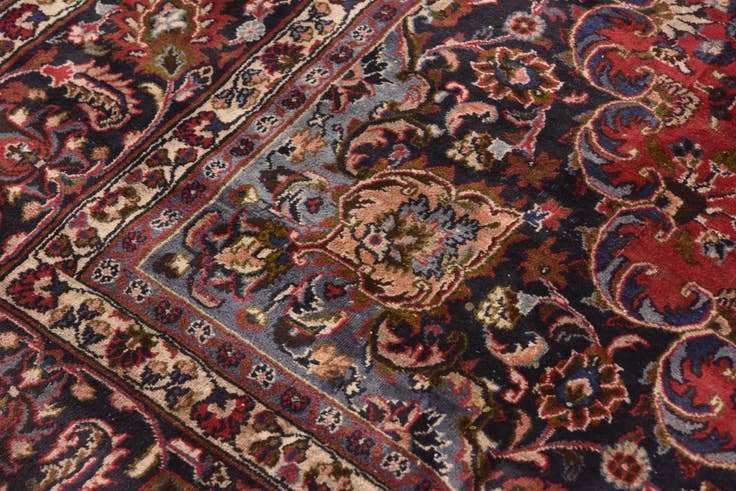 Detail image of 9' 8 x 12' 6 Hand Knotted Mashad Persian Wool Rug