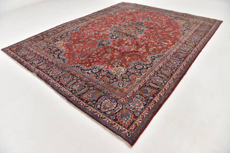 Detail image of 9' 6 x 12' 4 Hand Knotted Mashad Persian Wool Rug