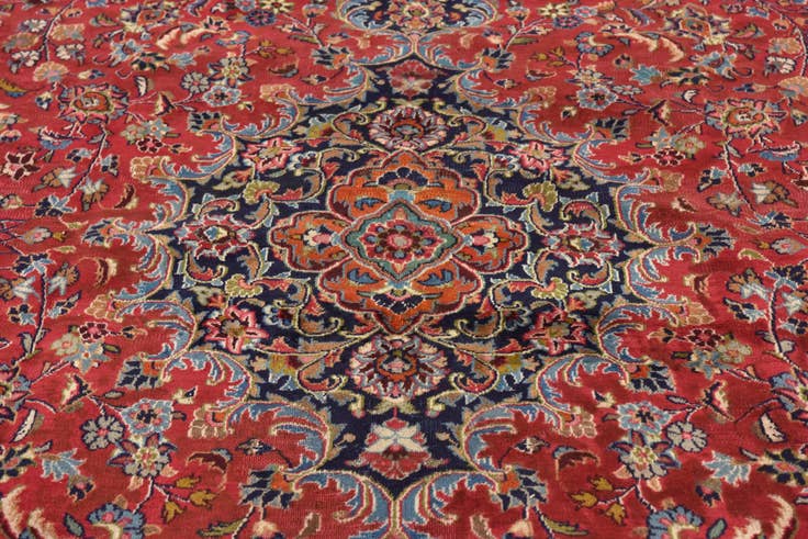 Detail image of 9' 6 x 12' 4 Hand Knotted Mashad Persian Wool Rug