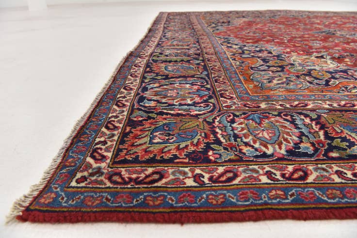Detail image of 9' 6 x 12' 4 Hand Knotted Mashad Persian Wool Rug