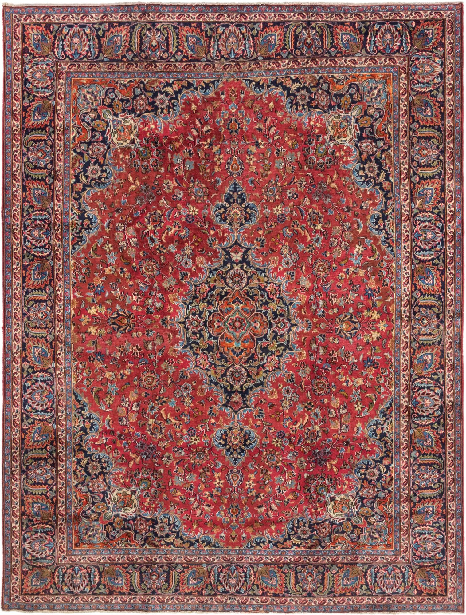 9' 6 x 12' 4 Hand Knotted Mashad Persian Wool Rug