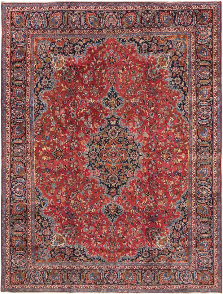 9' 6 x 12' 4 Hand Knotted Mashad Persian Wool Rug