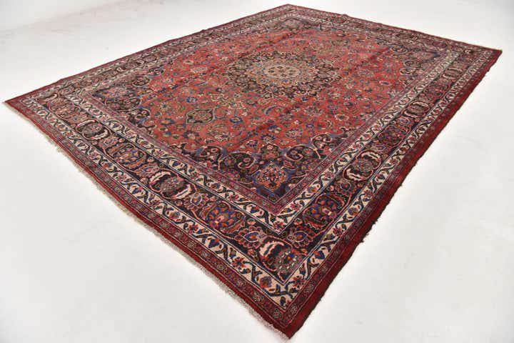 9' 10 x 13' Hand Knotted Mashad Persian Wool Rug
