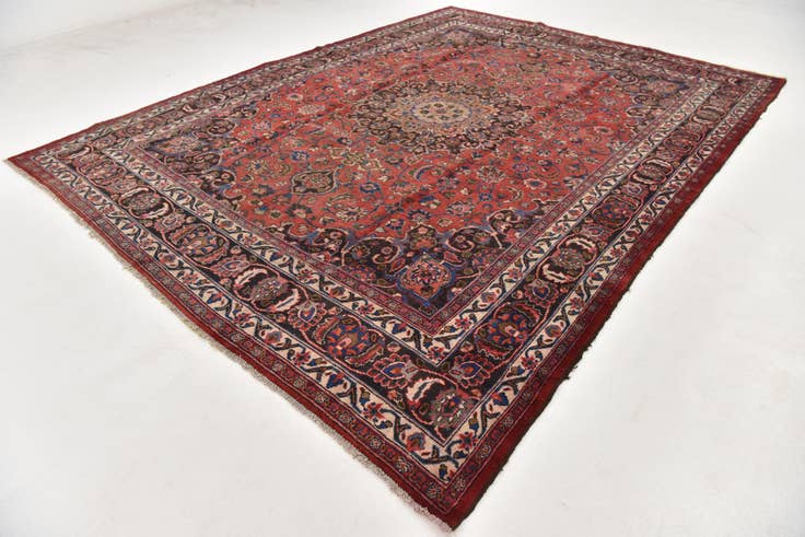 Detail image of 9' 10 x 13' Hand Knotted Mashad Persian Wool Rug