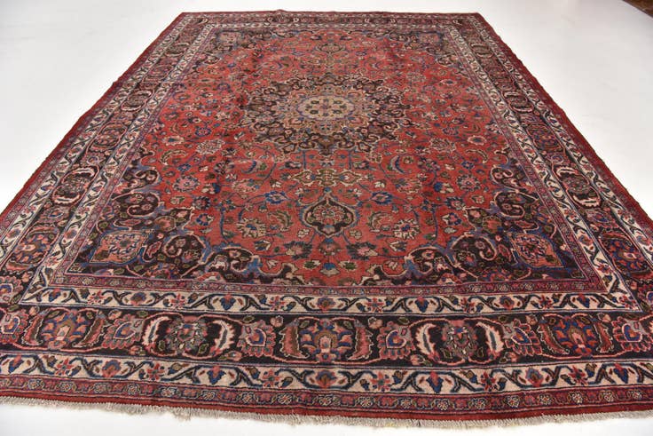 Detail image of 9' 10 x 13' Hand Knotted Mashad Persian Wool Rug