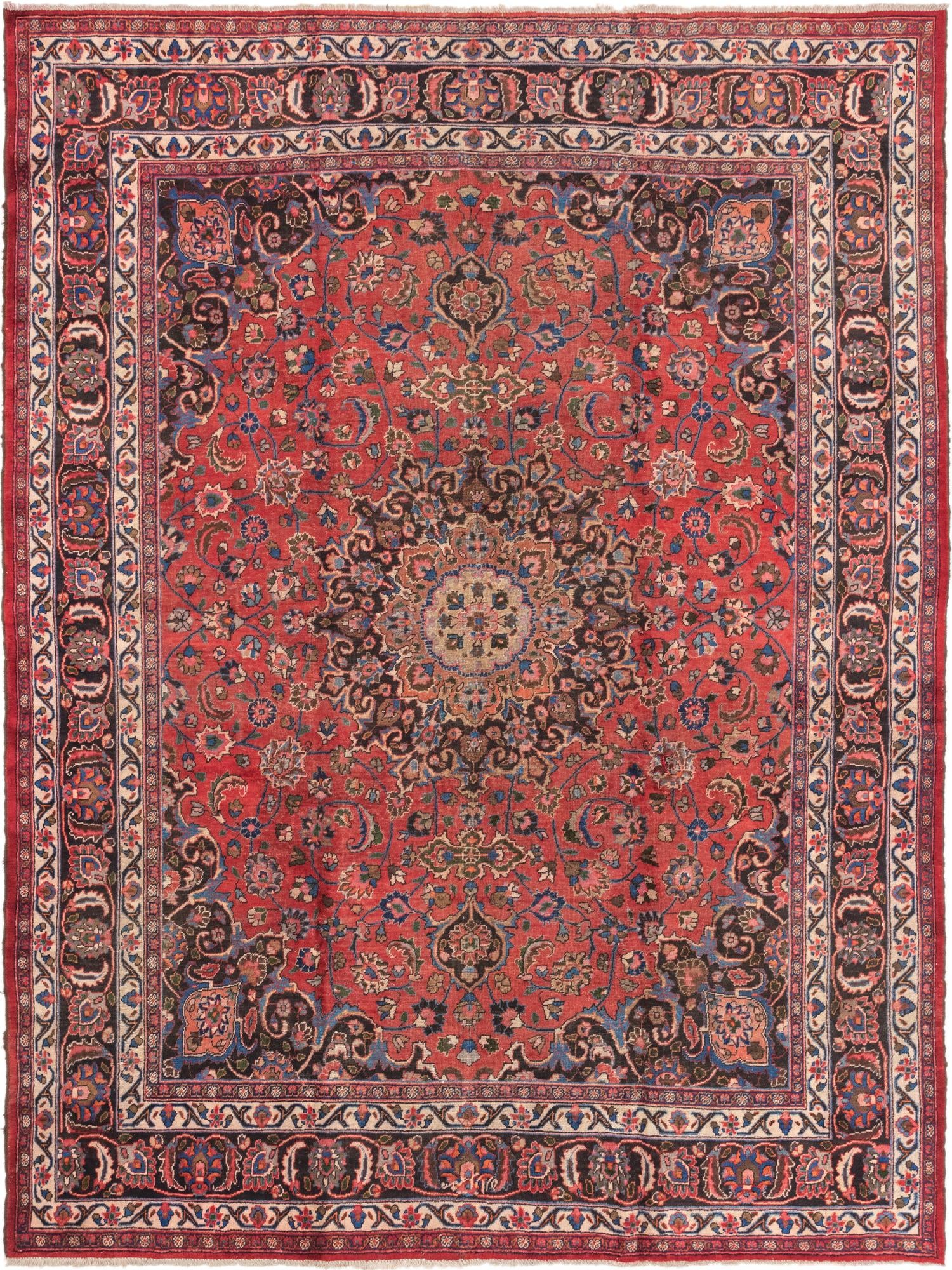 9' 10 x 13' Hand Knotted Mashad Persian Wool Rug