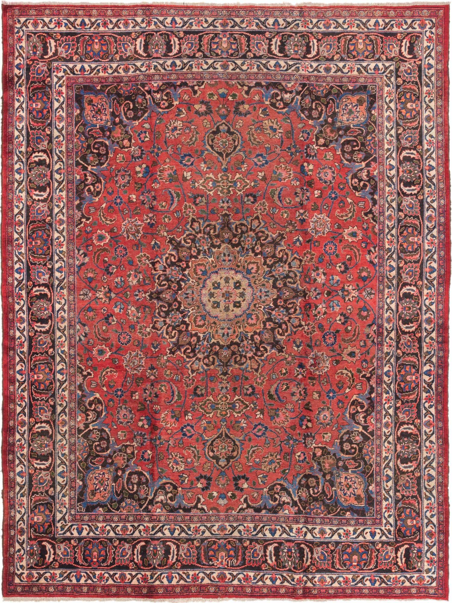 9' 10 x 13' Hand Knotted Mashad Persian Wool Rug
