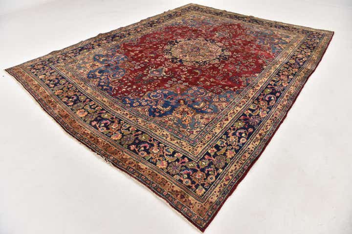 9' 6 x 12' 2 Hand Knotted Mashad Persian Wool Rug