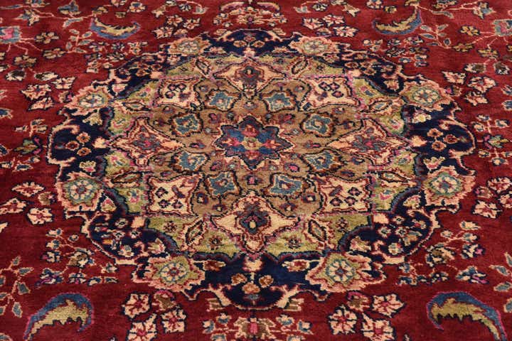 9' 6 x 12' 2 Hand Knotted Mashad Persian Wool Rug
