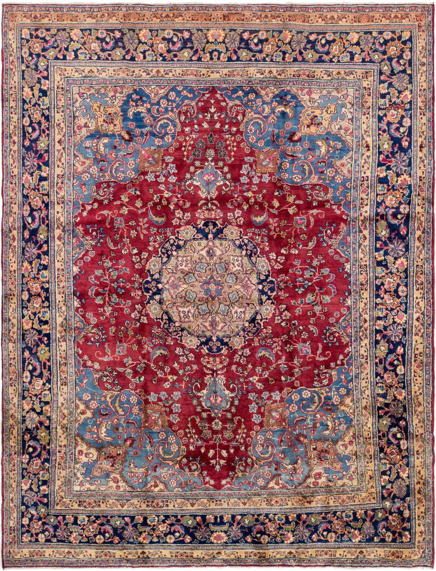 9' 6 x 12' 2 Hand Knotted Mashad Persian Wool Rug