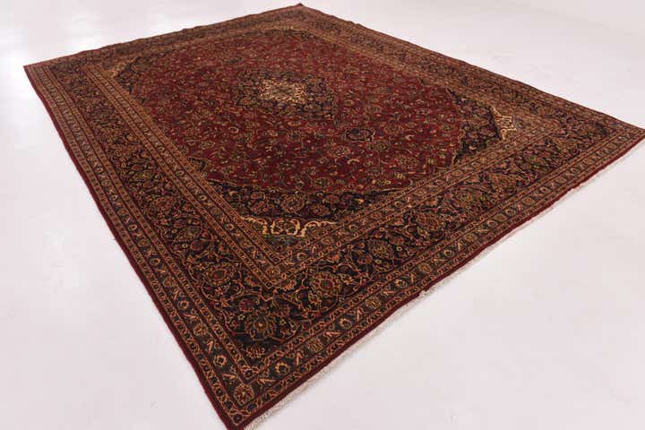 9' 9 x 12' 7 Hand Knotted Mashad Persian Wool Rug