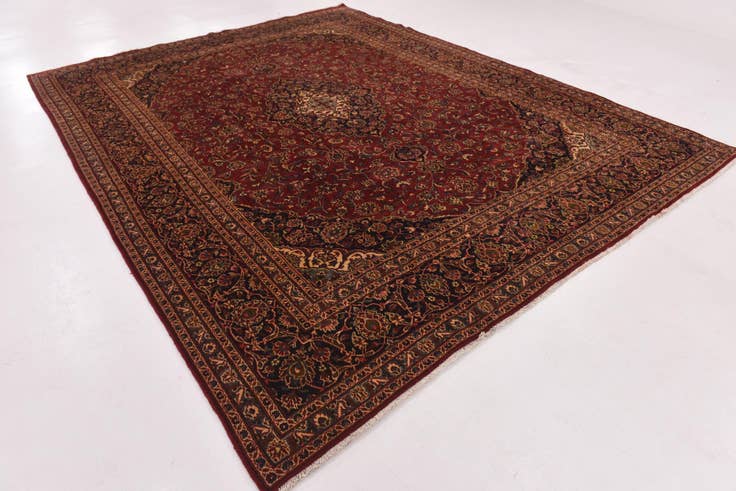 Detail image of 9' 9 x 12' 7 Hand Knotted Mashad Persian Wool Rug
