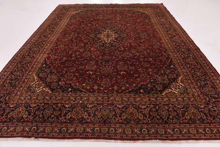 9' 9 x 12' 7 Hand Knotted Mashad Persian Wool Rug