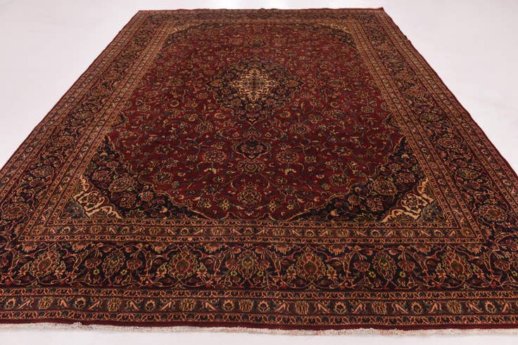 Detail image of 9' 9 x 12' 7 Hand Knotted Mashad Persian Wool Rug