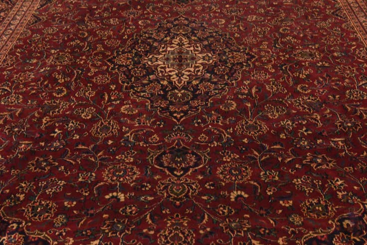 Detail image of 9' 9 x 12' 7 Hand Knotted Mashad Persian Wool Rug