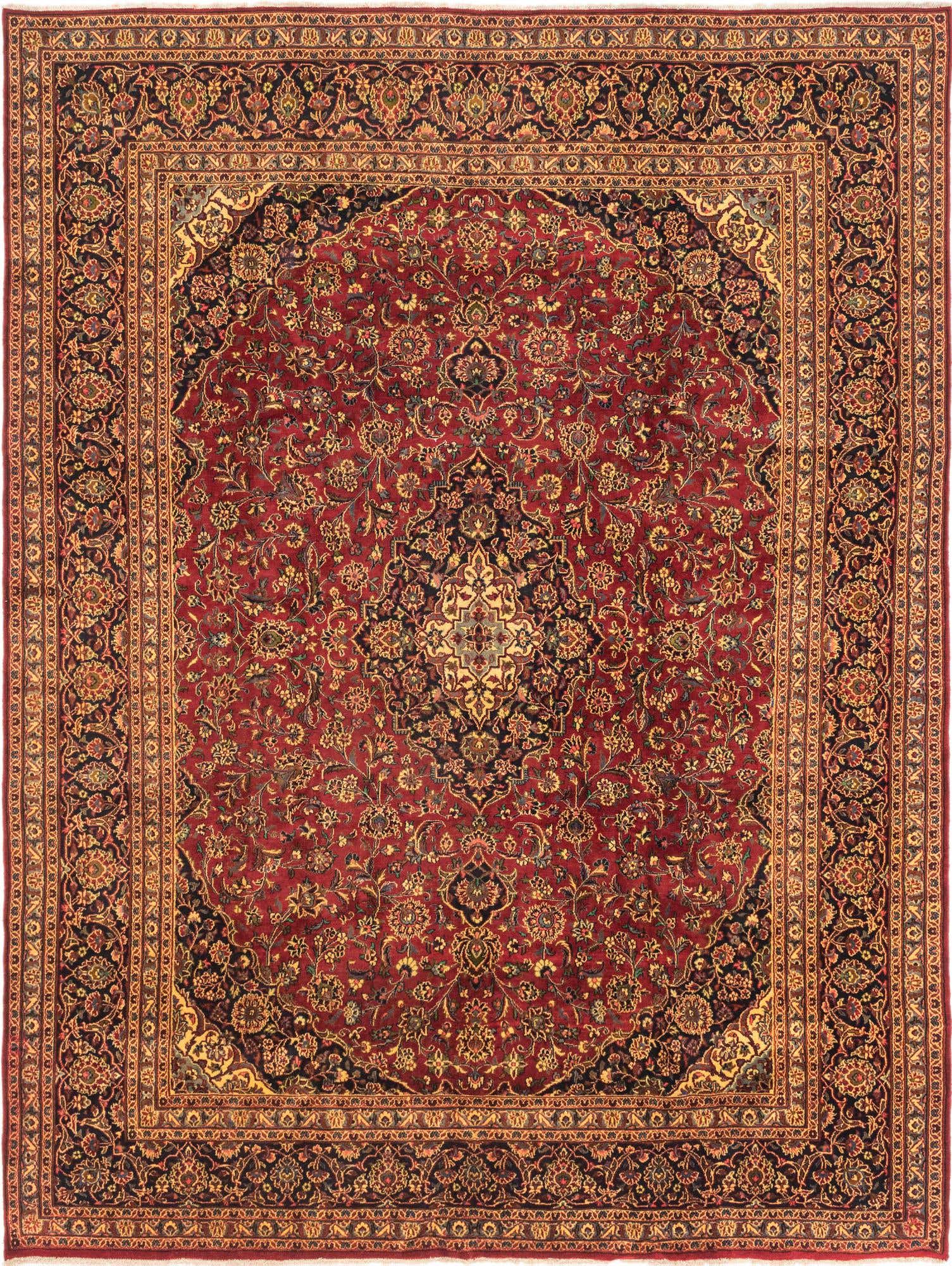 9' 9 x 12' 7 Hand Knotted Mashad Persian Wool Rug
