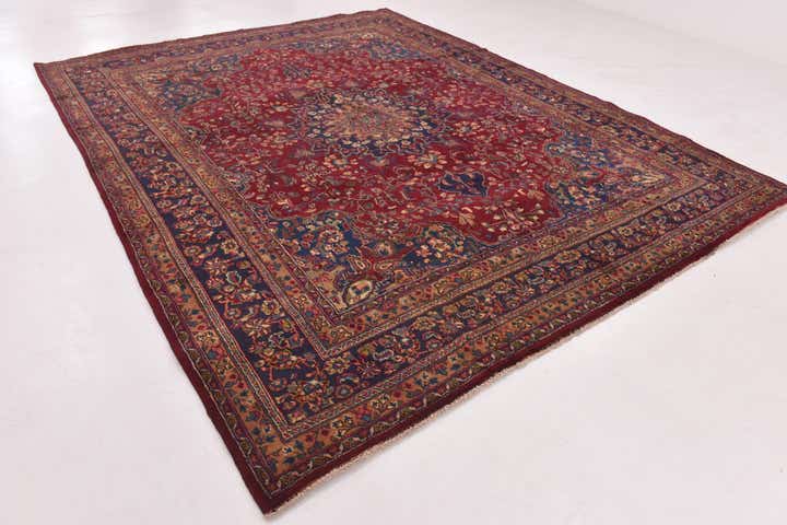 9' 8 x 12' 4 Hand Knotted Mashad Persian Wool Rug