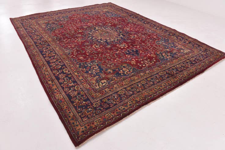 Detail image of 9' 8 x 12' 4 Hand Knotted Mashad Persian Wool Rug