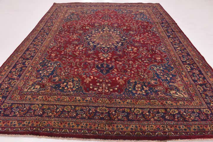 9' 8 x 12' 4 Hand Knotted Mashad Persian Wool Rug