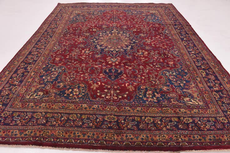 Detail image of 9' 8 x 12' 4 Hand Knotted Mashad Persian Wool Rug