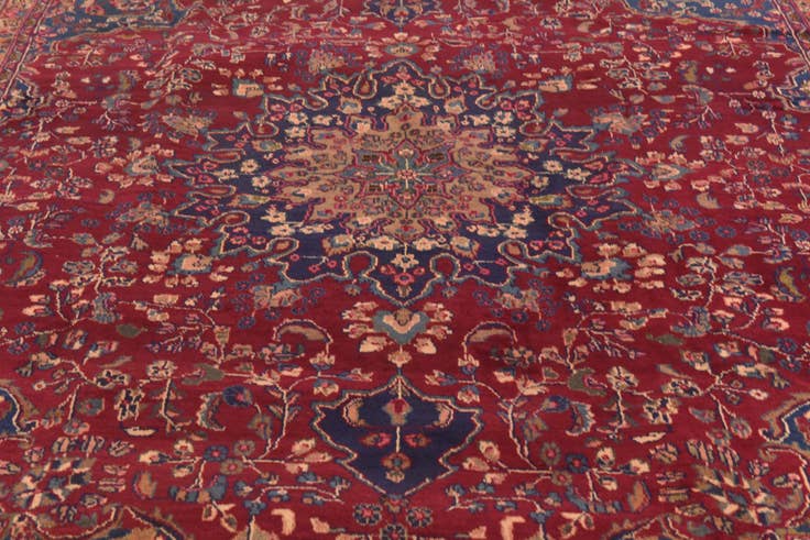 Detail image of 9' 8 x 12' 4 Hand Knotted Mashad Persian Wool Rug