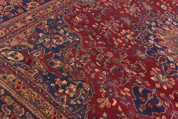 Detail image of 9' 8 x 12' 4 Hand Knotted Mashad Persian Wool Rug