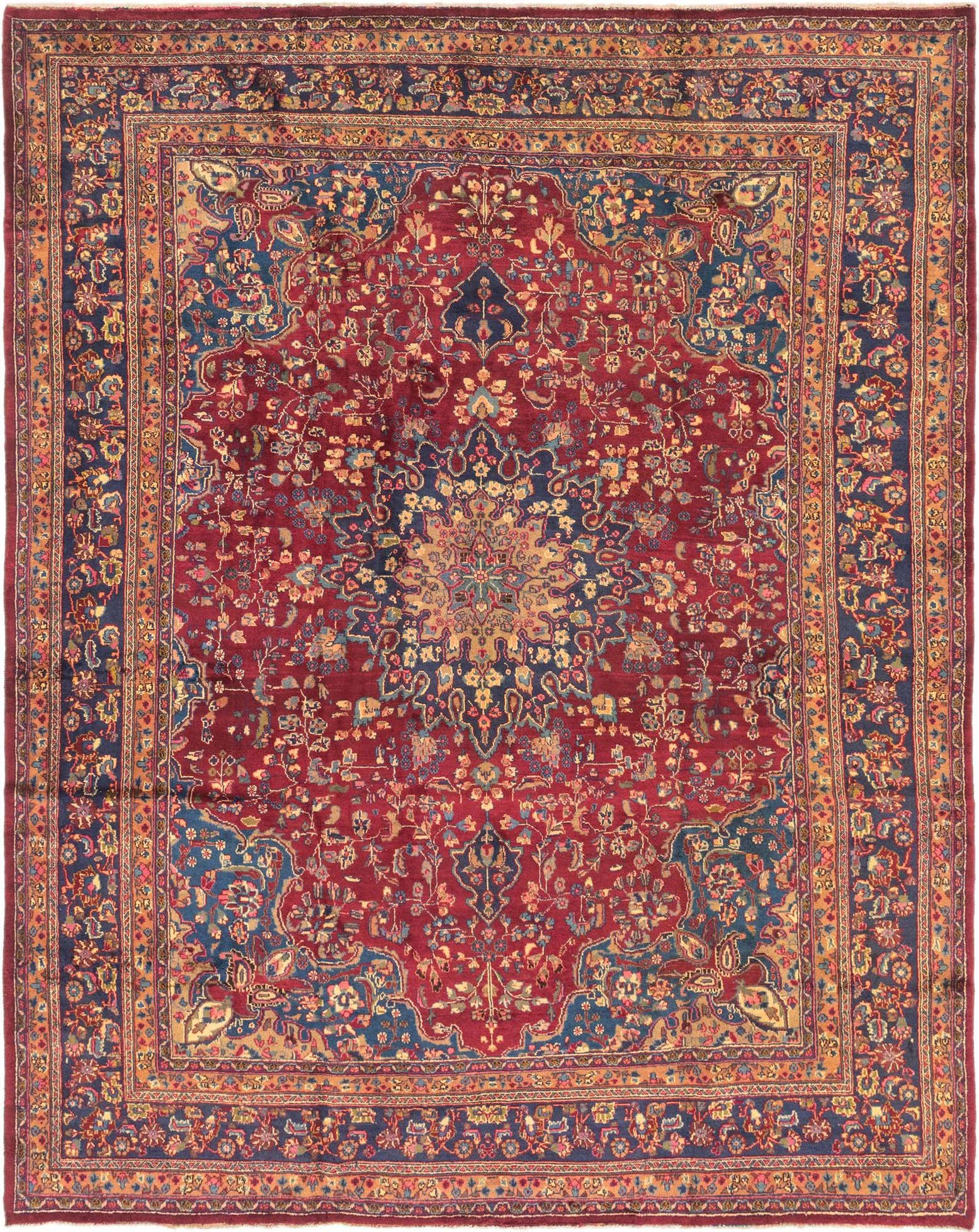 9' 8 x 12' 4 Hand Knotted Mashad Persian Wool Rug