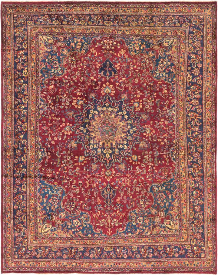 9' 8 x 12' 4 Hand Knotted Mashad Persian Wool Rug
