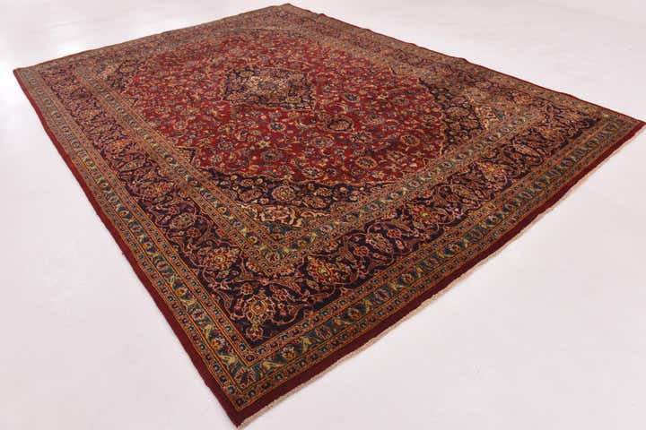 9' 8 x 12' 10 Hand Knotted Mashad Persian Wool Rug