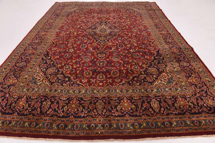 9' 8 x 12' 10 Hand Knotted Mashad Persian Wool Rug